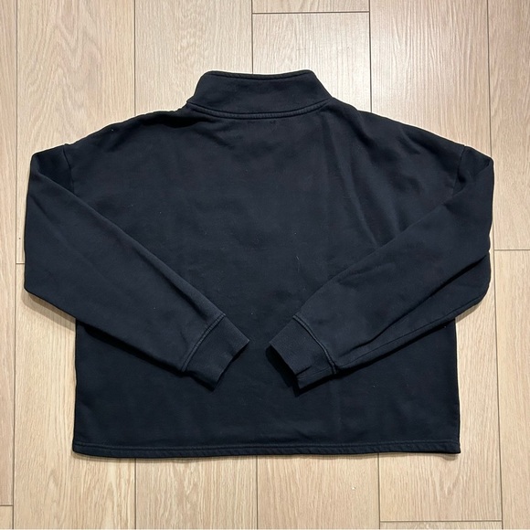 U.S. Polo Assn. Women's Black Cropped Quarter Zip Fleece Pullover Hoodie - Picture 4 of 9